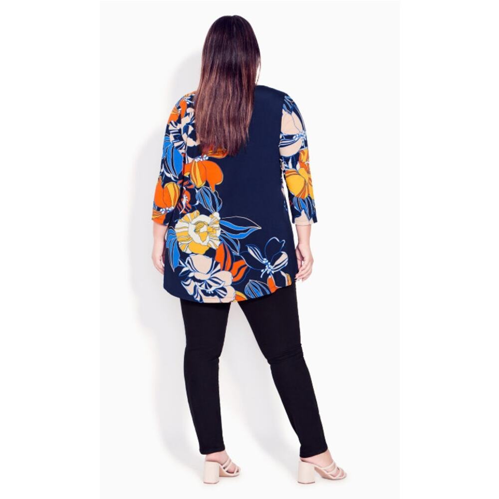 City Chic EVANS Women's Navy Harriet Placement Tunic Cutout Neck Size 30/32 NWT - Picture 5 of 10